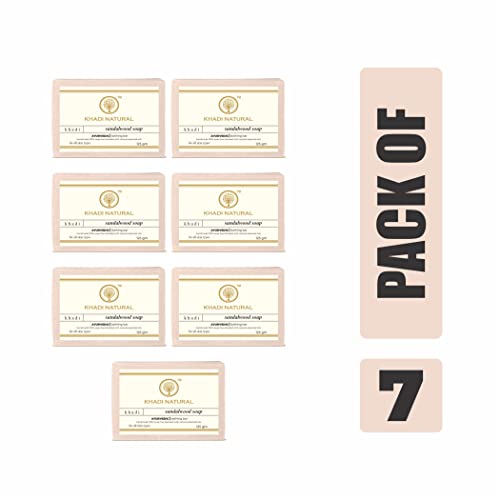 Image of Khadi Natural Ayurvedic handmade bath soap 125g Each SANDALWOOD Soaps Pack of 7