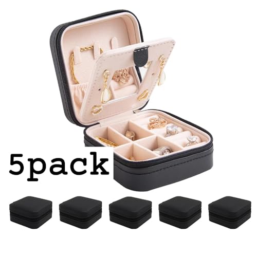 Image of KElofoN Jewelry Case & Box Organizer - Small, Mirrored, for Girls & Women (Black-5)