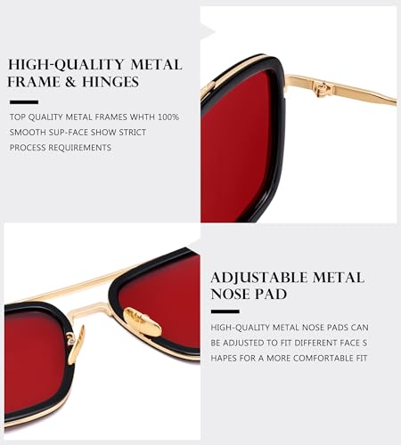 Image of Tony Stark Polarized Sunglasses for Men - Women Vintage Aviator Square Metal Frame Iron Man Edith Glasses
