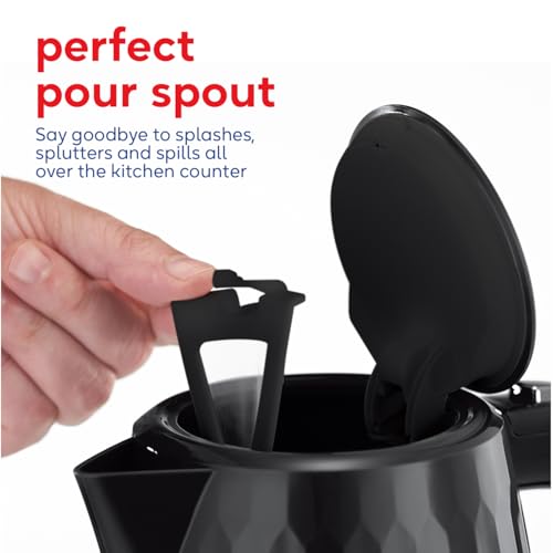 Russell Hobbs Honeycomb Black Cordless Electrical Kettle, 1.7L, Premium Plastic, Gloss End, Quick Boil 3KW, Washable Anti-Scale Filter, Push Button Lid, 26051 - Image 7