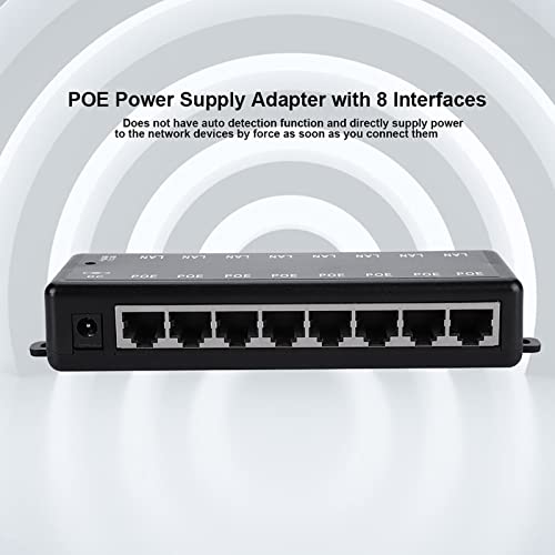 KANASI Adaptador Pasivo PoE de 8 Interfaces, Inyector Power Over Ethernet DC12V 48V 125W para Cámaras IP miniatura 2