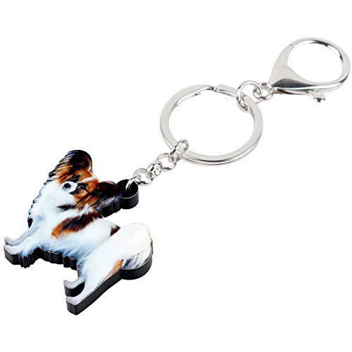 WEVENI Acrylic Papillon Dog Keychain Accessories For Women Girls Handbag Car Wallet Charms2