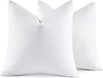 MIULEE 26x26 Euro Pillow Inserts,Set of 2 Down Feather Throw Pillows for Couch Sofa Bed, Decorative Fluffy Throw Pillow Inserts Cotton Fabric,White