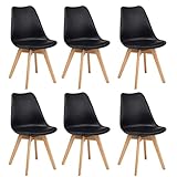 ✅Design nordico Milani Home s.r.l.s. Set di 6 Sedie di Design Moderne in Polipropilene Nero E Legno Massello di Faggio per Sala da Pranzo Locale Bar Ristorante