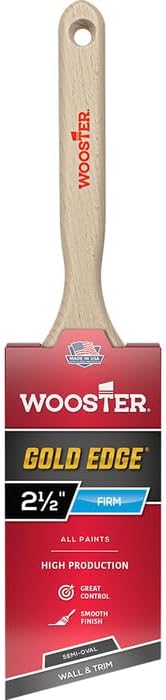 6-Pack of 2-1/2” Wooster 5236 Gold Edge Semioval Angle Sash Paint Brush