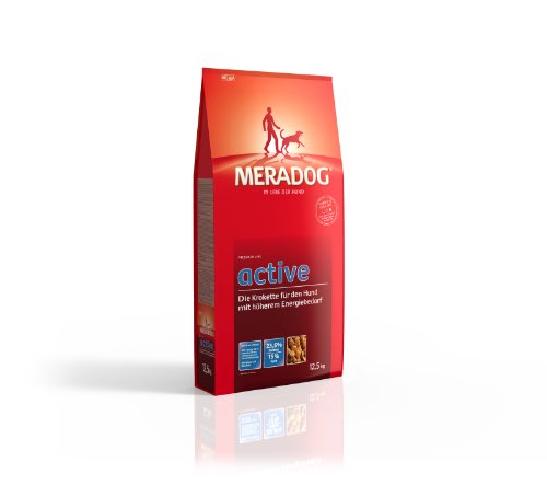 MERA Premium Active Trockenfutter I Kroketten für ausgewachsene Hunde mit erhöhter Aktivität I 12,5 Kg