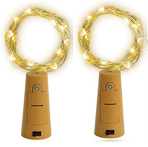 Image of HashWOW Wine Bottle Cork Lights, 20 LEDs Copper Wire String Lights | Battery Operated Fairy Lights for Bottle, DIY, Home, Party Decor, Diwali Decoration (Warm White, Pack of 2)