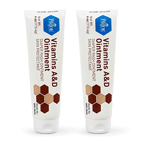 Medpride Vitamin A & D Diaper Rash Ointment| Protectant Cream For Sensitive Baby Skin|4oz Tube-2 Pack| Lanolin & Petrolatum Formula|Suitable for Adult Men/Women- Cuts, Dry-Cracked Hands/Feet/Face Skin