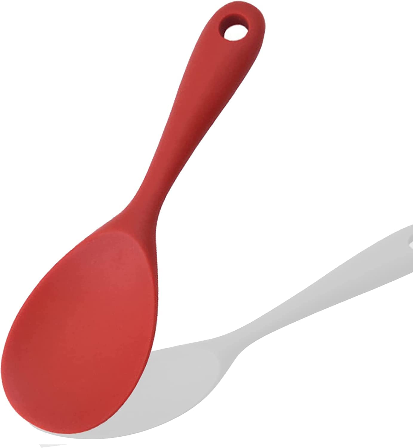 Baskety Non-Stick Rice Spoon Silicone Ladle Soup Spoon with Handle for Dining Table 22.3 x 6.8 cm (Pure Red) (B085HRHDDK) Amazon Price History, Amazon Price Tracker