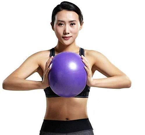 Image of PRANIJ Durable Small Soft Yoga Exercise Balls with Inflatable Straw, Mini Pilates Ball 23 CM /9 Inchs for Core Training Exercise (Purple)