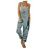 Tipo de patrón: estampado IHEHUA Casual señoras retro abstracto mono tirantes imprimir mujeres mono cuerpos mujer, azul, L