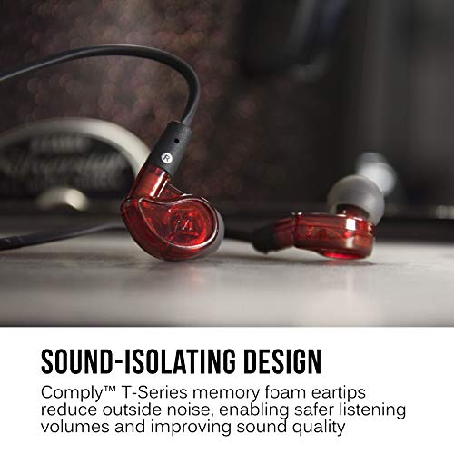 Mee Audio M6 Pro In Ear Monitor Headphones For Musicians, 2Nd Gen Model With Upgraded Sound, Memory Wire Earhooks & Replaceable Cables, Noise Isolating Professional Earbuds, 2 Cords Included (Red) #TOP5