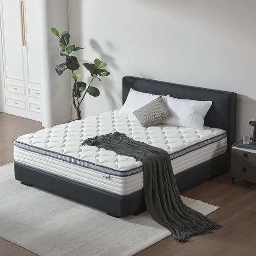 Image of Queen Mattress, 12 Inch Hybrid Mattress in a Box, Individual Pocket Springs with Pressure Relief, Breathable Comfort and Durable