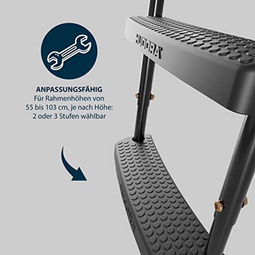 HUDORA Universalleiter - rutschhemmende Trampolinleiter mit breiten Stufen - höhenverstellbare Sicherheitsleiter für’s Trampolin - hochwertige & UV-beständige Leiter für viele Trampolinhöhen