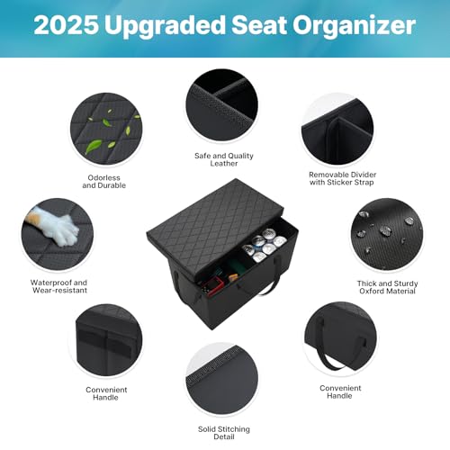 Image of Mixsuper Liner Car Seat Organizer for Chrysler Pacifica 2017-2026, Console Organizer Backseat Box for Pacifica, Supplies Dog Box Storage Bin Travel Accessories