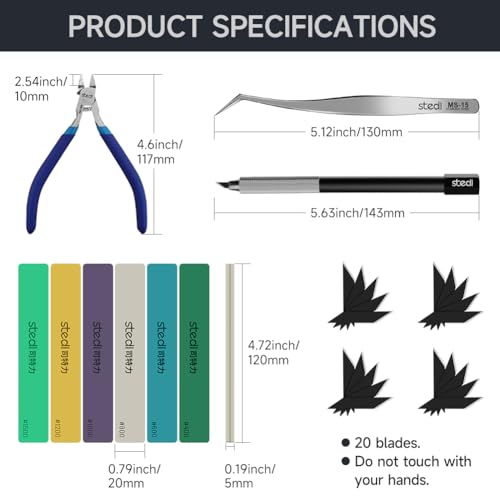 Image of stedi Model Tools Kit for Professionals 14 PCS, Modeler Professional Tools Kit Craft Set Hobby Making Tools for Gundam, Miniature Military Model, 3D Resin Parts