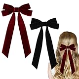 Samt-Haarspangen mit Schleifen, Velvet Bow Haargirlande,Samtbandknoten Haargummis Rot & Schwarz, französische Haarknoten Haargirlanden Vintage,Weihnachts-Haarknoten Clip für Damen & Mädchen