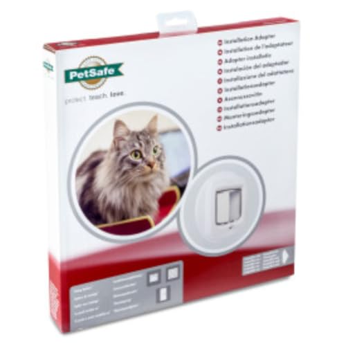 PetSafe Einbauadapter für Mikrochip Katzenklappe, Zum einfachen Einbau in Türen und Wänden aus Glas oder Metall, Weiß, 1 Stück (1er Pack)