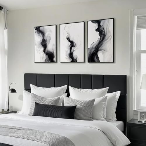 Black White Abstract Wall Art Decor Gray Modern Wall Art Minimalist Canvas Painting Black White Grey Pictures Poster Abstract Prints Artwork for Living Room Bedroom 12x16 Set of 3 Inch Unframed - Image 6