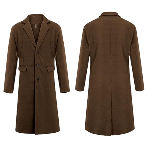 Maiyifu-GJ Men's Wool Blend Trench Coat Notched Lapel Single Breasted Long Pea Coats Warm Winter Overcoat Outerwear4