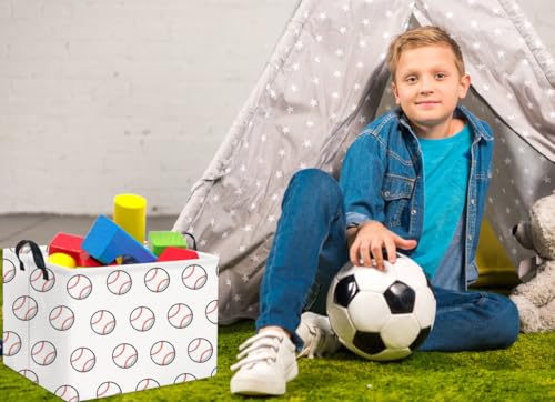 Image of Rectangular Baseball Basket Kids Baby Nursery Storage Basket for Boys Football Room Decor Cute Storage Organizer Bins Bedroom(Baseballs)