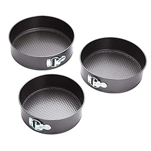 KitchenCraft Cake Tins with Non Stick Coating, Set of 3,Black