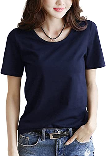 [INNIFER] 無地 Tシャツ レディース 白 黒 クルーネック 半袖 綿100 トップス カットソー インナー きれいめ シンプル おしゃれ S～3XL