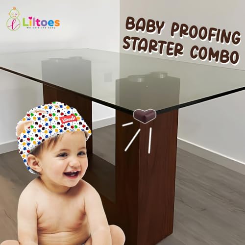 Image of Baby Safety Products Combo | LILTOES Baby Head Protector + Edge Guard for Safety of Kids 6M to 3 Years | Baby Safety Helmet with Corner Guard Protection (Apple+Corner)