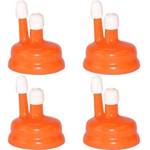 THORIUM Carboy Cap 3, 5 & 6 Gallon, Blow Off Hood with Caps, Orange Silicone with Breathable Thermometer Spouts, 4 Pack Size