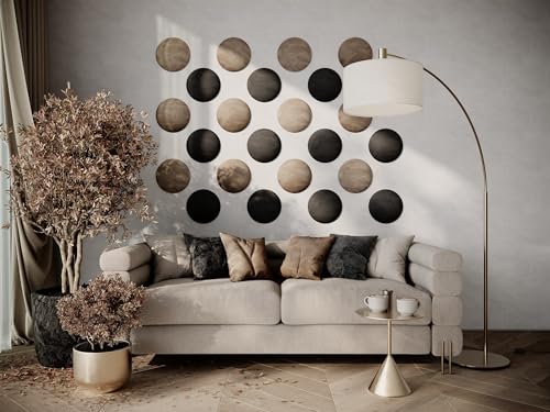 4-Pack Soft Velvet Acoustic Wall Panels for Bedroom (ROUND, 25x25cm, Beige) miniatura 3