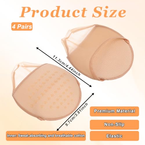 Toe Covers for Women, 4 Pairs Non-slip Toe Socks No Show Invisible Toe Topper Socks for Clogs Footies (Nude, Black)2