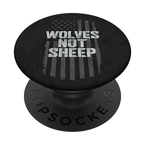 Lobos No Ovejas Bandera Americana Grunge Estilo EE.UU. Patriótico PopSockets PopGrip Intercambiable