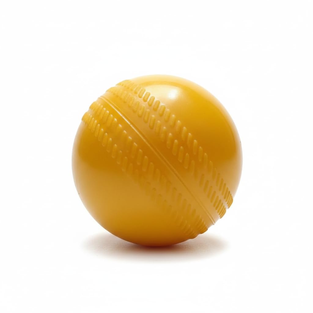 Soft Plastic Cricket Ball for Kids & Practice | Lightweight Tennis Cricket Ball for Indoor & Outdoor Play | Durable Rubber Training Cricket Ball for Beginners (Yellow)-image-5