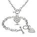 Tioneer Stainless Steel Live Laugh Love Engraved Heart Tag Charm, Bracelet Necklace Set
