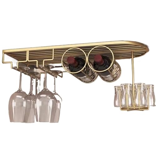 Soporte para botellas y copas de vino, color dorado
