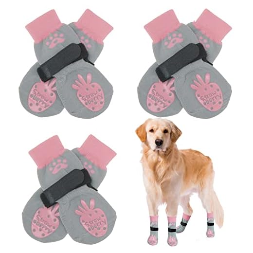 BEAUTYZOO Anti-Slip Paw Protectors Dog Socks with Elastic Adjustable Straps 3pairs Traction Control Non-Skid Indoor Wood Floor Protection Wear for Large Medium Small Dog