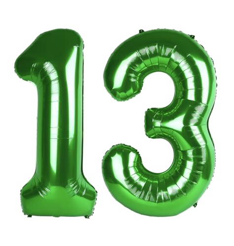 Image of Dark Green Number 13 Balloon 40 Inch, 13th Birthday Party Decorations, Giant 13 Foil Balloon for Party Supplies
