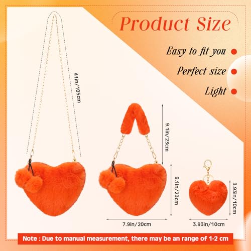 Abbylike Valentines Furry Heart Shaped Purse Fluffy Faux Fur Shoulder Bag Crossbody Handbag for Women Girl2