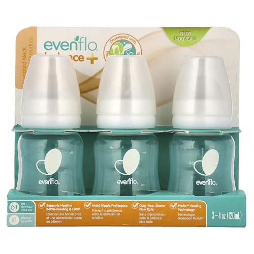 Image of Evenflo Feeding Balance+ Bottles, Standard, 0+ Months, Slow Flow, 3 Bottles, 4 oz (120 ml)