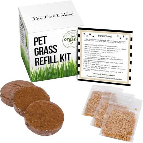 The Cat Ladies Cat Grass Refill Kit 100% Organic 3...