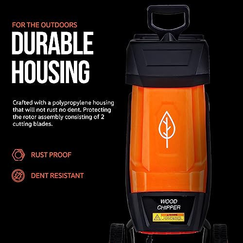 SuperHandy Leaf Shredder Mulcher, Corded Electric, 17:1 Reduction, 15A 1800W 120VAC Dual Edge Blades, for Brush, Sticks, Dry Debris