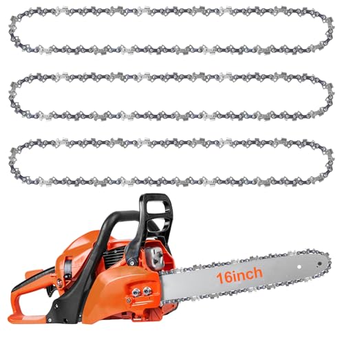 OFFCUP 3 Cadenas de Motosierrade 16 pulgadas (40cm), 57 Eslabones, 3/8' LP calibre de 0,050 pulgadas (1,3 mm), Cadena de Sierra de Repuesto Bajo Retroceso para Titan TTL759CHN Bosch Echo Oregon y Más