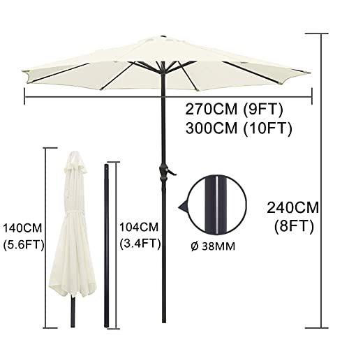 Sombrilla para mesa exterior de 2.7M con protección solar eficiente y varillas muy robustas 6