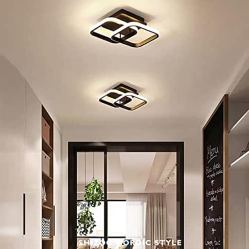 Image of SINOMAN Stylish LED Ceiling Lamp Dual Ring Sqaure Metal and Silicon Design, Surface Mount 3 in 1 Color Changing Perfect for Living Room, Dining Area, Bedroom and Home Decoration