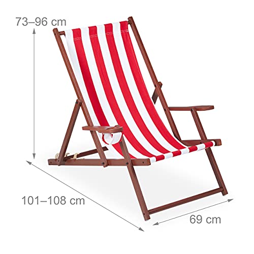 Relaxdays Set da 2 Sedie Sdraio Pieghevole, Legno
