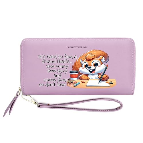 InsWork Customized Retro Womens Wallet with Grip Hand Strap Long PU Leather RFID Blocking Genuine Leather Zip Around Wallet 1168r