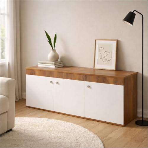 Image of Amazon Brand - Solimo Engineered Wood 3 Door Shoe Rack Walnut Finish | 120D X 40W X 47.5H Centimeters