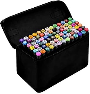 AllRight Set of 80 Colors Touch Alcohol Graphic Sketch Twin Marker Pen Broad Fine Point Black