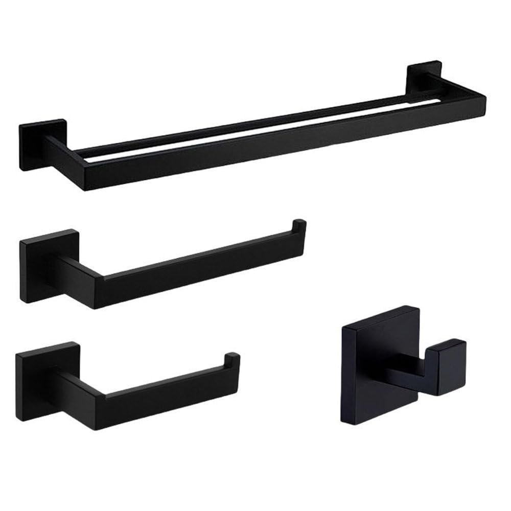 Barre de serviette 50 cm en acier brossé noir et set de bain haut de gamme en inox