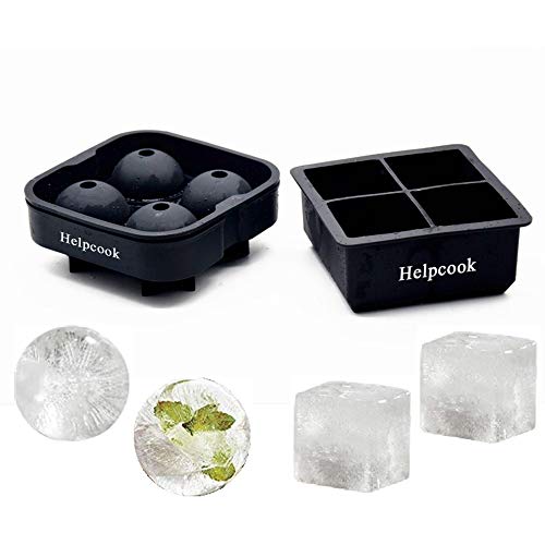 Helpcook Ice Cube Trays & Sphere Ice Mold Combo (set of 2), Ice